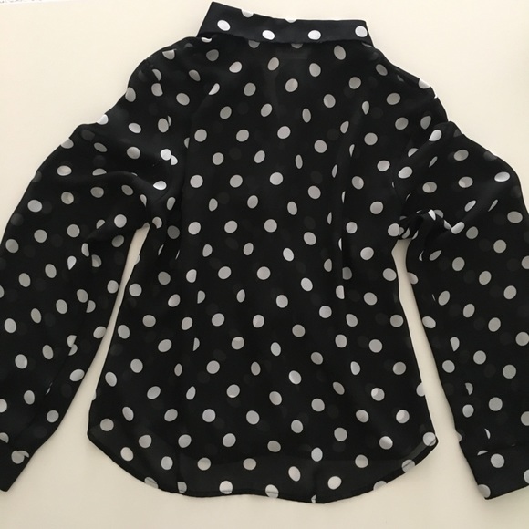 AGB Polka dot Longsleeve blouse Size M - Picture 3 of 5